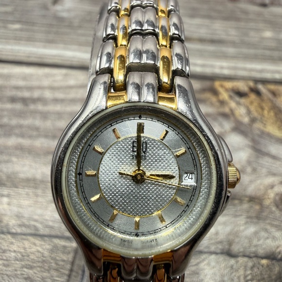 ESQ BY MOVADO SWISS TWO TONE BRACELET WHITE DATE WOMEN WATCH E5002